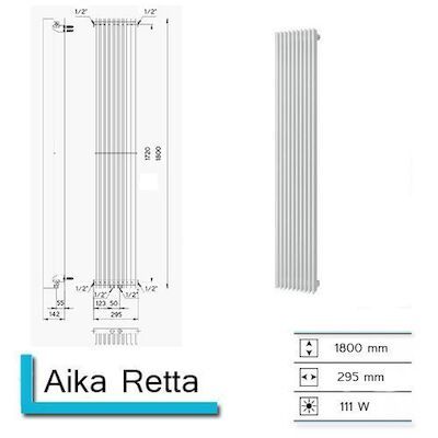 Handdoekradiator Aika Retta 1800 x 295 mm Mat Zwart