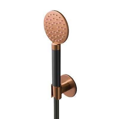 Handdouche Hotbath Cobber Met Doucheslang En Wandsteun Aansluiting Geborsteld Koper Living Colours