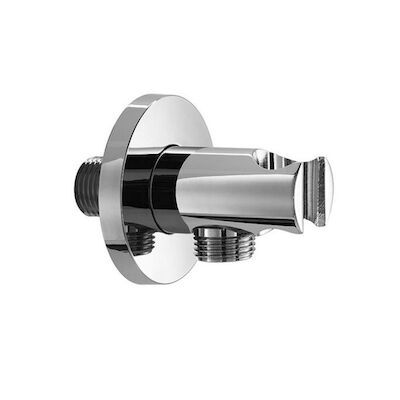 Handdouchehouder Hotbath Mate Met Uitlaat 6×6.5 cm Rond Geborsteld Nikkel