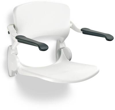 Handicare douchezitting opklapbaar m/rugleuning en armlegger Wit