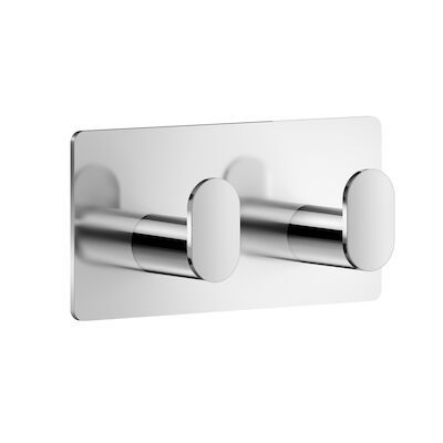Handoekhaak Dubbel Smedbo Cube zelfklevend 9.6×4.8 cm Chroom