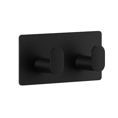 Handoekhaak Dubbel Smedbo Cube zelfklevend 9.6×4.8 cm Mat Zwart