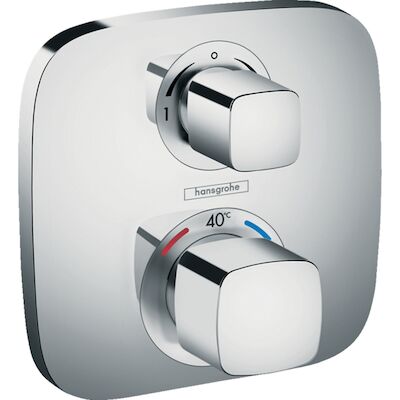 Hansgrohe Ecostat Regendoucheset Inbouw Wanduitloop met Handdouche en Hoofddouche 20cm Thermostaat Square Chroom
