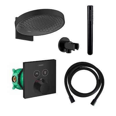 Hansgrohe Rainfinity Regendoucheset met Muuraansluiting Powderrain 360 Mat Zwart