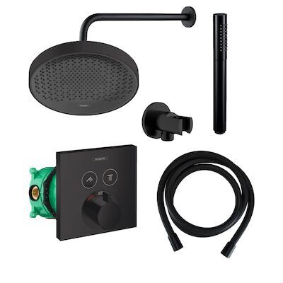 Hansgrohe Rainfinity Regendoucheset met Muurarm Powderrain 250 Mat Zwart