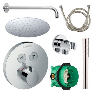 Hansgrohe Select Regendoucheset Inbouw Wanduitloop met Handdouche en Ronde Plaat Chroom