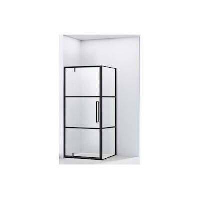Hoek Douchecabine Van Rijn ST04 Helder Glas 90x90x200 cm 6 mm Aluminium Zwart