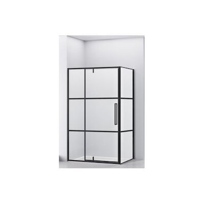 Hoek Douchecabine Van Rijn Zijwand 200x120x100 cm 6 mm Helder Glas Aluminium Zwart