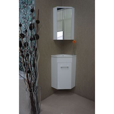 Hoek Fonteinkast en spiegelkast Lena 500x850x250 Wit