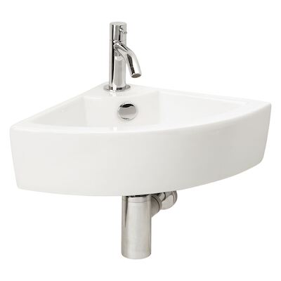 Hoek fonteinset Differnz Keres 32.5×32.5×12.5 cm Keramiek Wit (inclusief kraan sifon en afvoer)
