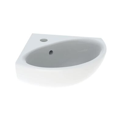 Hoekfontein Geberit Bastia 45×40 cm met Kraangat met Overloop Glanzend Wit
