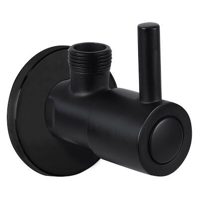 Hoekstopkraan Differnz Met Rozet 1/2×3/8 mm Mat Zwart