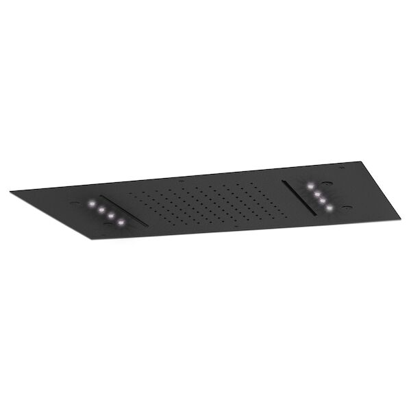 Hoofddouche LED It Rain Lagoo Nesso Multi Color LED met 2 Cascades en Nevel Functie 70 x 40 cm RVS Mat Zwart