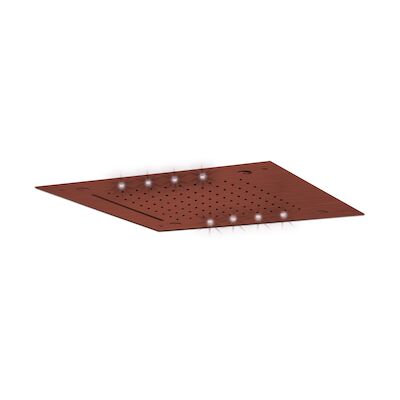 Hoofddouche LED It Rain Lagoo Nesso Multi Color LED met Cascade en Nevel Functie 43 x 43 cm RVS Geborsteld Koper PVD