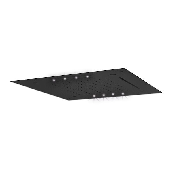 Hoofddouche LED It Rain Lagoo Nesso Multi Color LED met Cascade en Nevel Functie 50 x 50 cm RVS Mat Zwart