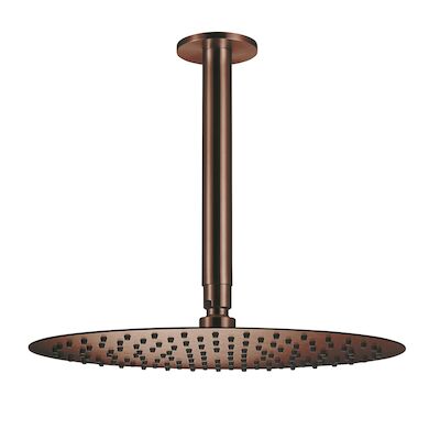 Hoofddouche Qisani Flow met plafonddouchearm Ø 25 cm Geborsteld Koper