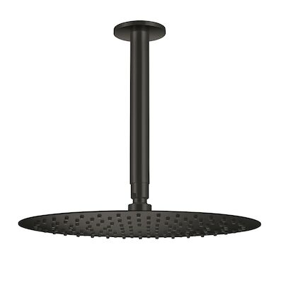 Hoofddouche Qisani Flow met plafonddouchearm Ø 25 cm Geborsteld Mat Zwart