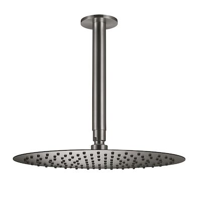 Hoofddouche Qisani Flow met plafonddouchearm Ø 30 cm Geborsteld RVS