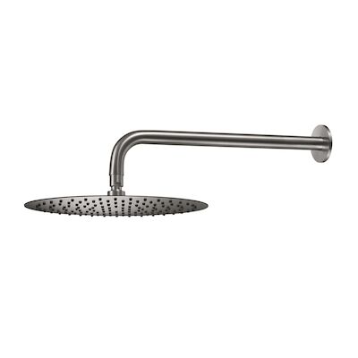 Hoofddouche Qisani Flow met wanddouchearm Ø 30 cm Geborsteld RVS