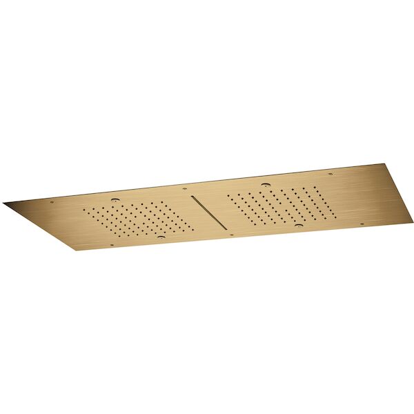 Hoofddouche Showerlicious Lagoo Nesso 2-Delig met Cascade en Nevel Functie 95 x 40 cm RVS Geborsteld Goud PVD