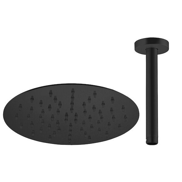 Hoofddoucheset Superslim Lagoo Nesso met Hoofddouche 20 cm en Plafondbuis 30 cm RVS Mat Zwart