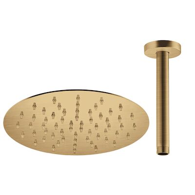 Hoofddoucheset Superslim Lagoo Nesso met Hoofddouche 25 cm en Plafondbuis 30 cm RVS Geborsteld Goud PVD