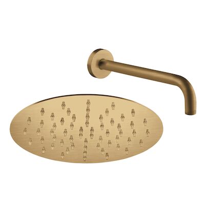 Hoofddoucheset Superslim Lagoo Nesso met Hoofddouche 25 cm en Wandarm 35 cm RVS Geborsteld Goud PVD