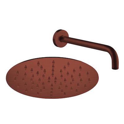 Hoofddoucheset Superslim Lagoo Nesso met Hoofddouche 25 cm en Wandarm 35 cm RVS Geborsteld Koper PVD