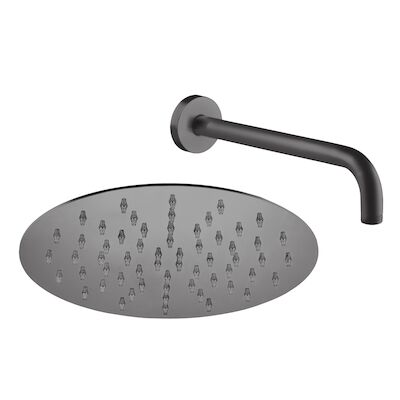 Hoofddoucheset Superslim Lagoo Nesso met Hoofddouche 25 cm en Wandarm 40 cm RVS Gunmetal PVD