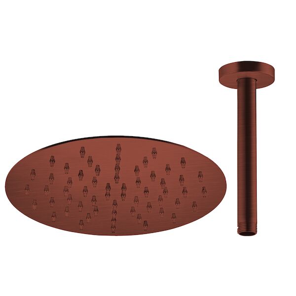 Hoofddoucheset Superslim Lagoo Nesso met Hoofddouche 30 cm en Plafondbuis 30 cm RVS Geborsteld Koper PVD