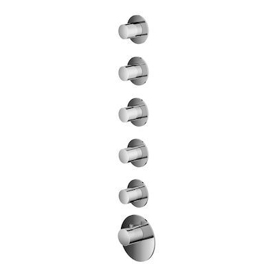 Hotbath Mate Afbouwdeel High Flow 5 Stopkranen Rond Geborsteld Nikkel