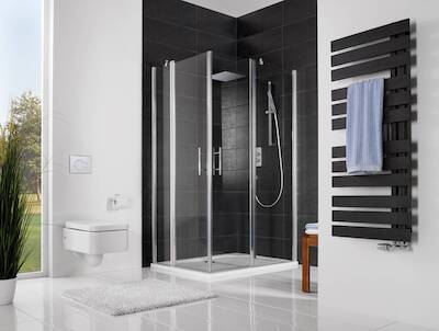 HSK Favorit Nova douchecabine hoekinstap 4-delig met pendeldeur 80x80x195cm chroom/helder glas