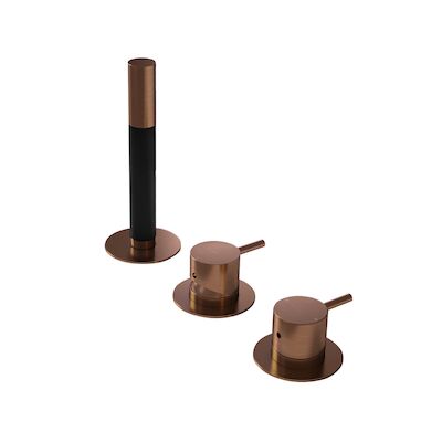 Inbouw Badrandcombinatie Hotbath Cobber Met 2-weg Omstel Geborsteld Koper PVD (incl. Handdouche)