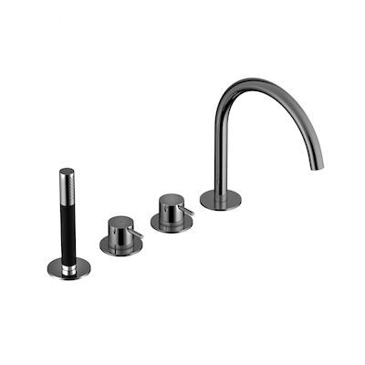 Inbouw Badrandcombinatie Hotbath Cobber Met Uitloop en 2-weg Omstel Zwart Chroom (incl. Handdouche)
