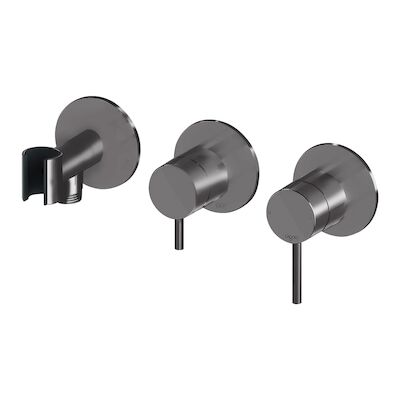 Inbouw Douche/Badmengkraan Lagoo Garda met Omstel en Handdouchehouder Messing Gunmetal PVD