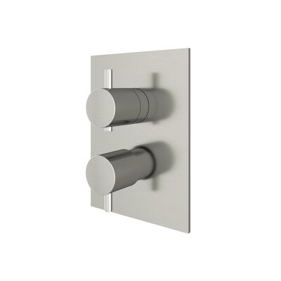Inbouw Douchekraan Hotbath Laddy Thermostatisch 2-Weg Stop-Omstel Vierkant Geborsteld Nikkel