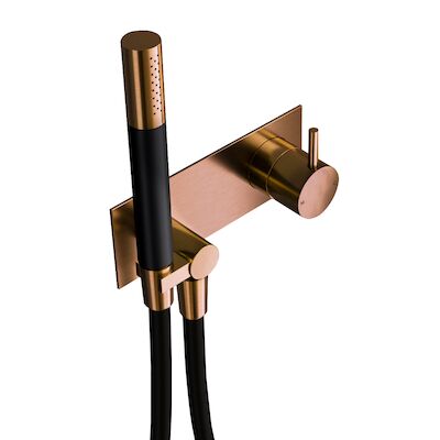 Inbouw Douchemengkraan Hotbath Cobber incl. Doucheslang en Handdouche Geborsteld Koper Living Colours