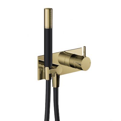 Inbouw Douchemengkraan Hotbath Cobber incl. Doucheslang en Handdouche Gepolijst Messing PVD