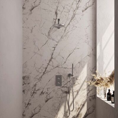Inbouw Regendouche Set Brauer Brushed Edition Plafond Uitloop Ronde Hoofddouche 20 cm Met Glijstang RVS Look