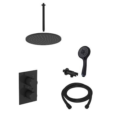 Inbouw Regendouche Set BWS 20 cm Plafonduitloop 3 Standen Handdouche Mat Zwart