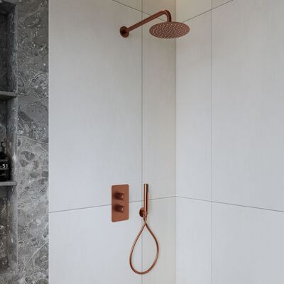 Inbouw Regendouche Set BWS Colorato Met Handdouche En Wanduitloop Geborsteld Koper