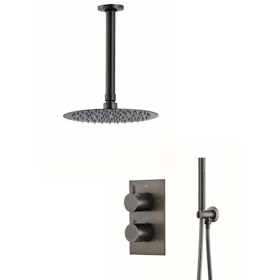 Inbouw Regendouche Set BWS Exclusive Plafonduitloop Gunmetal 30 cm