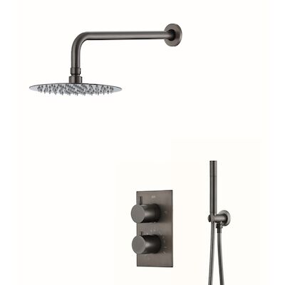 Inbouw Regendouche Set BWS Exclusive Wanduitloop Gunmetal 30 cm