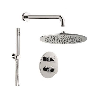 Inbouw Regendouche Set Sanimex Giulini Thermostatisch Rond Mat Zwart