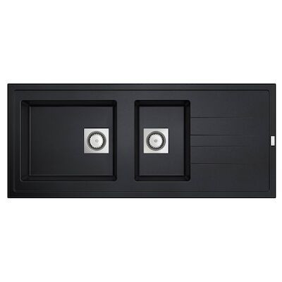 Inbouw Spoelbak Uitstortgootsteen Van Marcke Go Molto 117×50 cm Polyester Zwart