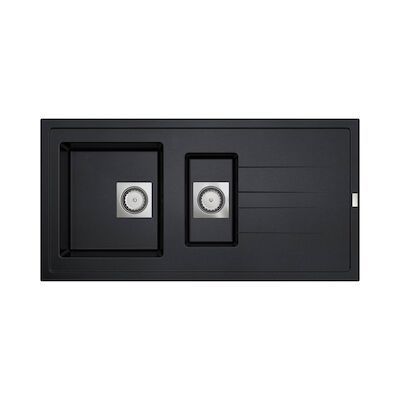 Inbouw Spoelbak Uitstortgootsteen Van Marcke Go Molto 98×50 cm Polyester Zwart
