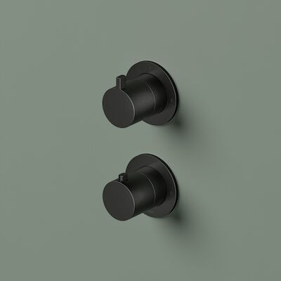 Inbouw Thermostaat – Afbouwdeel Hotbath Ace Met 2-Weg Stop-Omstel Geborsteld Zwart PVD