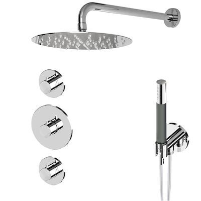 Inbouw Thermostatische Regendoucheset Lagoo Garda met 2 Stopkranen en Handdouche Chroom