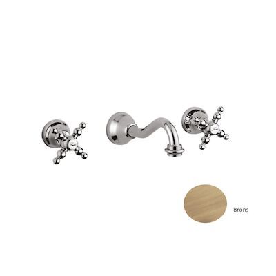 Inbouw Wastafel Mengkraan Sanimex Giulini Retro Model Tweegreeps Kruisgreep 20cm Inclusief G-Link Inbouwdeel Brons