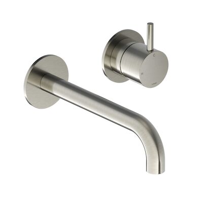 Inbouw Wastafelkraan Hotbath Cobber 18cm Gebogen Uitloop 1-Hendel Geborsteld Nikkel